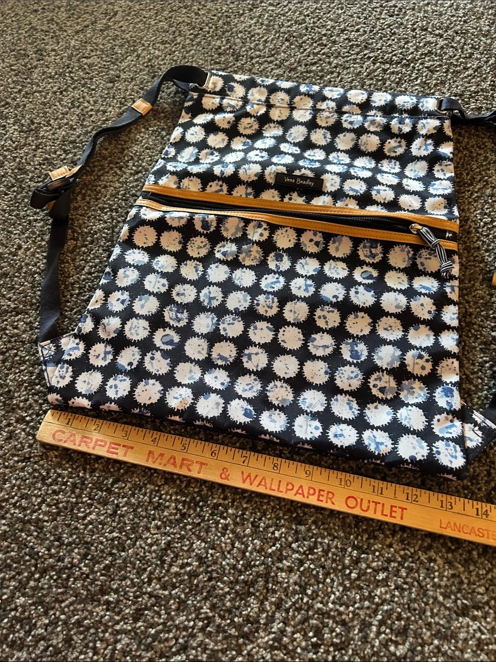 Vera Bradley Navy and White Dot Drawstring Backpack